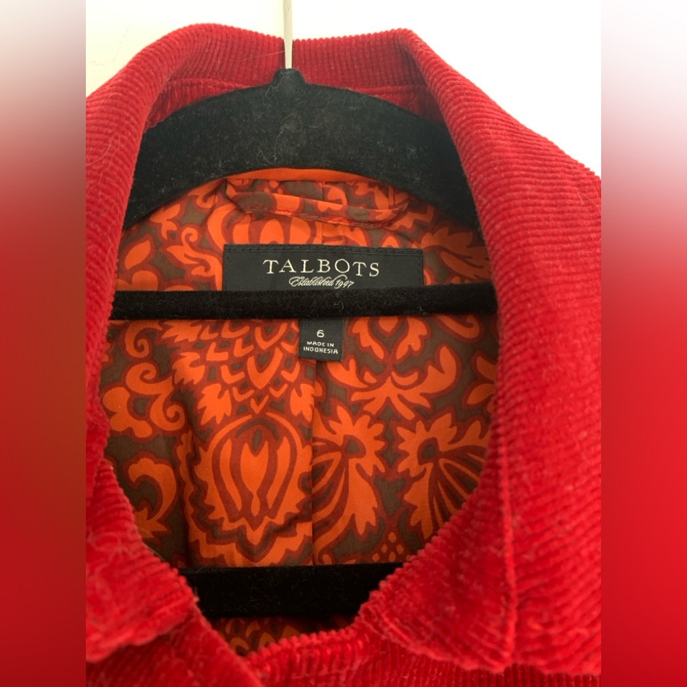 Talbots Rich Red Corduroy Blazer - Picture 4 of 7